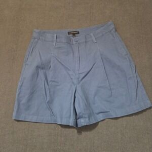 Banana Republic Pleated Shorts Womens 12 Blue Cotton Stretch High Rise